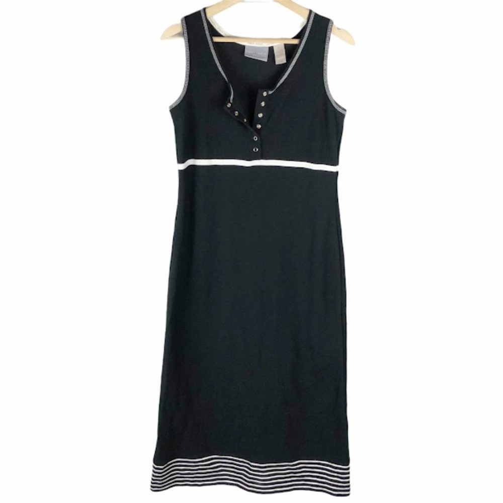 First Issue Sport | Vintage Black Snap Neckline Midi Dress - Picture 1 of 6
